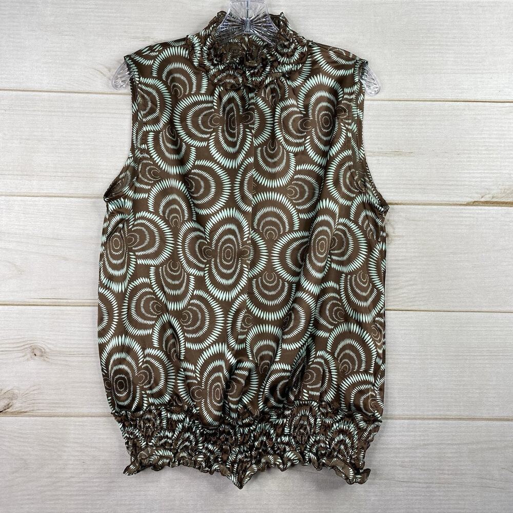 Vintage Sere Nade Top Sz L Brown Artsy Sleeveless Smocked Satin Y2K Fairy Goth